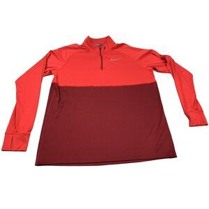 Nike Dri-Fit Mens 2XL Running Pullover Red Burgundy Half Zip Color Block Jacket